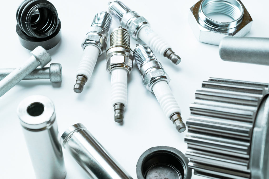 Accessories for cars. Set of new metal car part.