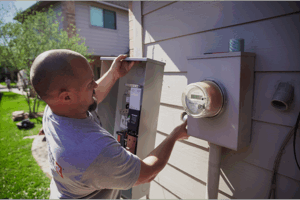 generator supercenter of st louis electrician installing a new box on the outside of a house