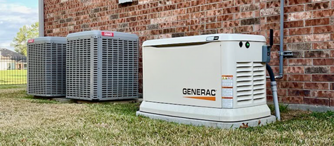 generac generator installed beside a house near air conditioning units