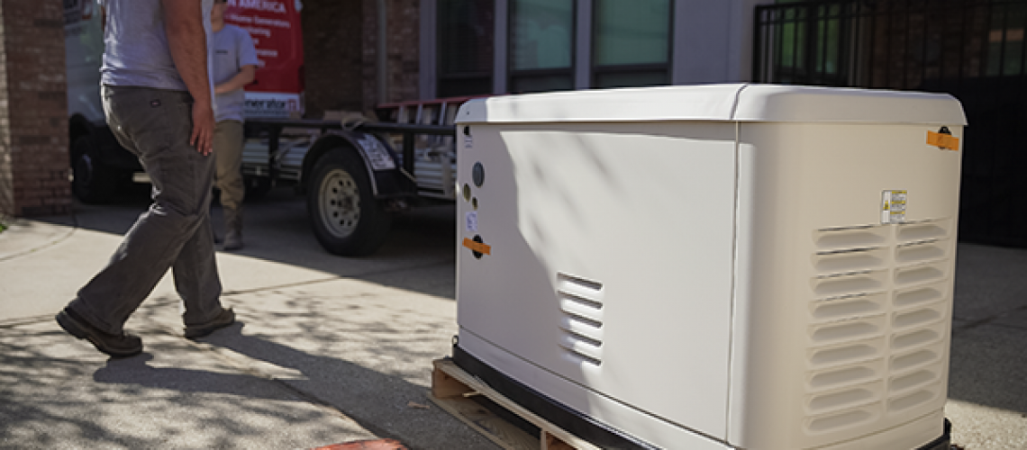 generator sitting on a pallet waiting for installation