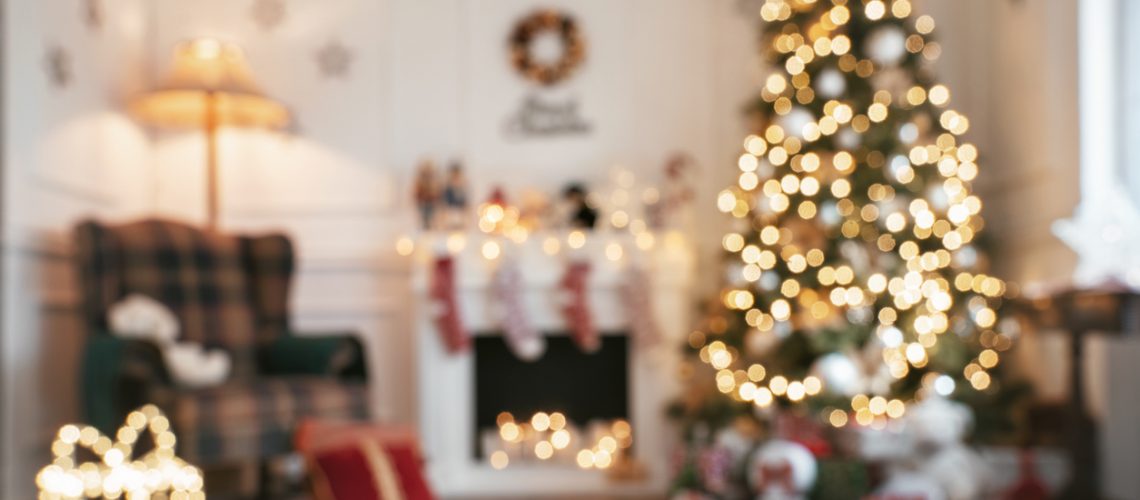 defocused bright christmas room