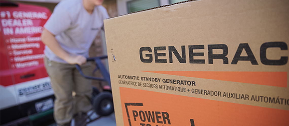Generac box being unloaded